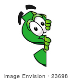 #23698 Clip Art Graphic Of A Green Usd Dollar Sign Cartoon Character Peeking Around A Corner