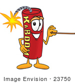 #23750 Clip Art Graphic Of A Stick Of Red Dynamite Cartoon Character Holding A Pointer Stick