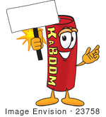#23758 Clip Art Graphic Of A Stick Of Red Dynamite Cartoon Character Holding A Blank Sign