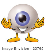 #23765 Clip Art Graphic Of A Blue Eyeball Cartoon Character With Welcoming Open Arms