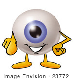 #23772 Clip Art Graphic Of A Blue Eyeball Cartoon Character Pointing At The Viewer