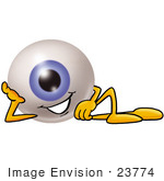 #23774 Clip Art Graphic Of A Blue Eyeball Cartoon Character Resting His Head On His Hand