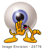 #23776 Clip Art Graphic Of A Blue Eyeball Cartoon Character Whispering And Gossiping