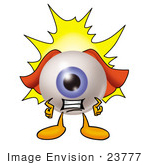 #23777 Clip Art Graphic Of A Blue Eyeball Cartoon Character Dressed As A Super Hero