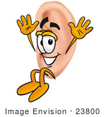#23800 Clip Art Graphic Of A Human Ear Cartoon Character Jumping