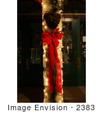 #2383 Red Bow Garland And Christmas Lights