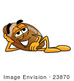 #23870 Clip Art Graphic Of A Football Cartoon Character Resting His Head On His Hand