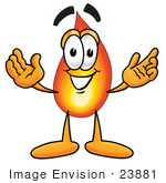 #23881 Clip Art Graphic Of A Fire Cartoon Character With Welcoming Open Arms
