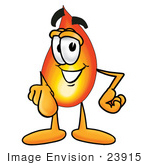 #23915 Clip Art Graphic Of A Fire Cartoon Character Pointing At The Viewer