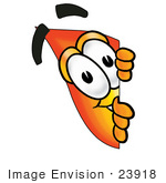 #23918 Clip Art Graphic Of A Fire Cartoon Character Peeking Around A Corner