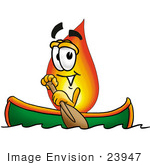 #23947 Clip Art Graphic Of A Fire Cartoon Character Rowing A Boat