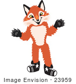#23959 Clipart Picture Of A Fox Mascot Cartoon Character