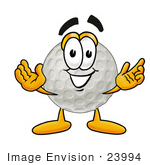 #23994 Clip Art Graphic Of A Golf Ball Cartoon Character With Welcoming Open Arms