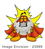 #23999 Clip Art Graphic Of A Golf Ball Cartoon Character Dressed As A Super Hero