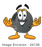 #24136 Clip Art Graphic Of An Ice Hockey Puck Cartoon Character With Welcoming Open Arms