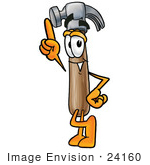 #24160 Clip Art Graphic Of A Hammer Tool Cartoon Character Pointing Upwards