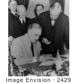 #2429 President Roosevelt Signing The Declaration Of War Against Japan