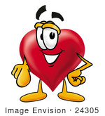 #24305 Clip Art Graphic Of A Red Love Heart Cartoon Character Pointing At The Viewer