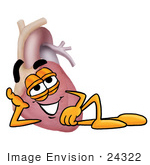 #24322 Clip Art Graphic Of A Human Heart Cartoon Character Resting His Head On His Hand