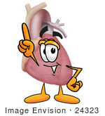 #24323 Clip Art Graphic Of A Human Heart Cartoon Character Pointing Upwards