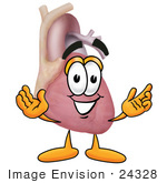 #24328 Clip Art Graphic Of A Human Heart Cartoon Character With Welcoming Open Arms