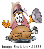 #24338 Clip Art Graphic Of A Human Heart Cartoon Character Serving A Thanksgiving Turkey On A Platter
