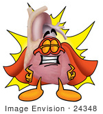 #24348 Clip Art Graphic Of A Human Heart Cartoon Character Dressed As A Super Hero
