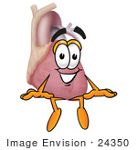 #24350 Clip Art Graphic Of A Human Heart Cartoon Character Sitting