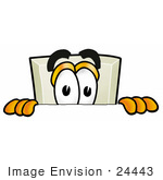 #24443 Clip Art Graphic Of A White Electrical Light Switch Cartoon Character Peeking Over A Surface