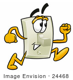 #24468 Clip Art Graphic Of A White Electrical Light Switch Cartoon Character Running