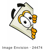 #24474 Clip Art Graphic Of A White Electrical Light Switch Cartoon Character Peeking Around A Corner