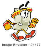 #24477 Clip Art Graphic Of A White Electrical Light Switch Cartoon Character Speed Walking Or Jogging