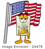#24479 Clip Art Graphic Of A White Electrical Light Switch Cartoon Character Pledging Allegiance To An American Flag