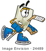 #24489 Clip Art Graphic Of A White Electrical Light Switch Cartoon Character Playing Ice Hockey