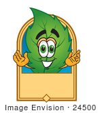 #24500 Clip Art Graphic Of A Green Tree Leaf Cartoon Character Label