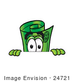 #24721 Clip Art Graphic Of A Rolled Greenback Dollar Bill Banknote Cartoon Character Peeking Over A Surface