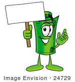 #24729 Clip Art Graphic Of A Rolled Greenback Dollar Bill Banknote Cartoon Character Holding A Blank Sign