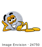 #24750 Clip Art Graphic Of A Full Moon Cartoon Character Resting His Head On His Hand