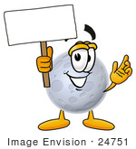 #24751 Clip Art Graphic Of A Full Moon Cartoon Character Holding A Blank Sign