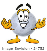 #24752 Clip Art Graphic Of A Full Moon Cartoon Character With Welcoming Open Arms