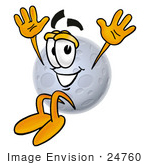 #24760 Clip Art Graphic Of A Full Moon Cartoon Character Jumping