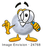 #24768 Clip Art Graphic Of A Full Moon Cartoon Character Looking Through A Magnifying Glass