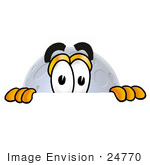 #24770 Clip Art Graphic Of A Full Moon Cartoon Character Peeking Over A Surface