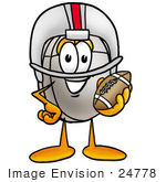 #24778 Clip Art Graphic Of A Wired Computer Mouse Cartoon Character In A Helmet Holding A Football