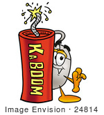 #24814 Clip Art Graphic Of A Wired Computer Mouse Cartoon Character Standing With A Lit Stick Of Dynamite