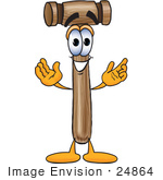 #24864 Clip Art Graphic Of A Wooden Mallet Cartoon Character With Welcoming Open Arms