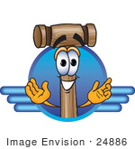 #24886 Clip Art Graphic Of A Wooden Mallet Cartoon Character Logo