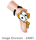 #24891 Clip Art Graphic Of A Human Nose Cartoon Character Peeking Around A Corner