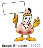 #24900 Clip Art Graphic Of A Human Nose Cartoon Character Holding A Blank Sign