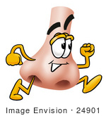 #24901 Clip Art Graphic Of A Human Nose Cartoon Character Running